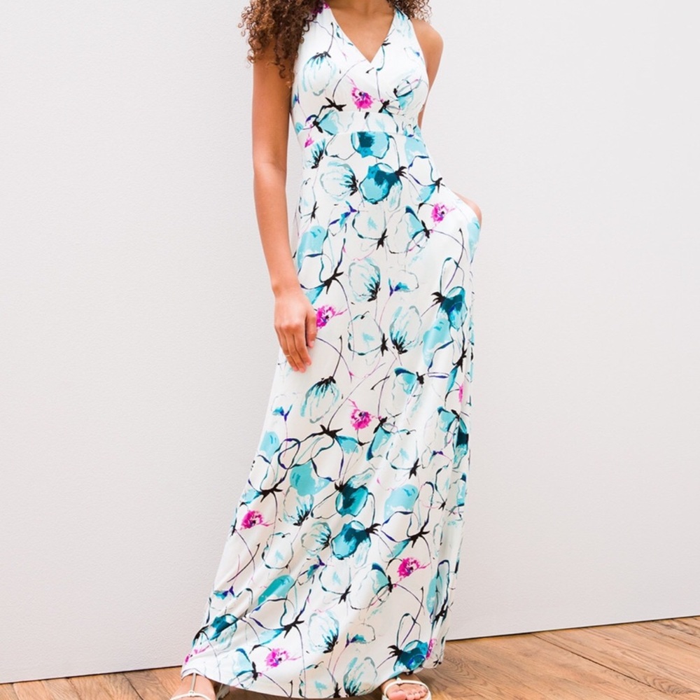 Soma Soft Jersey Halter Maxi Bra Dress Blissful Blooms